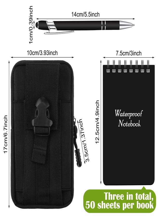 Eaasty Waterproof Notebook and Pen Set 3 x 5 Inch Pocket Tactical Notebook with 1 Metal Weatherproof Pen and 1 Fabric Cover for Outdoor Activities Recording(Black,5 Pcs) - Image 3